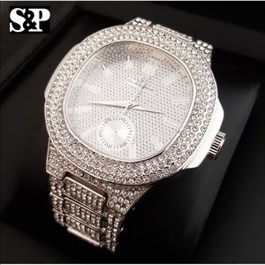 MEN HIP HOP WHITE GOLD PT WATCH
